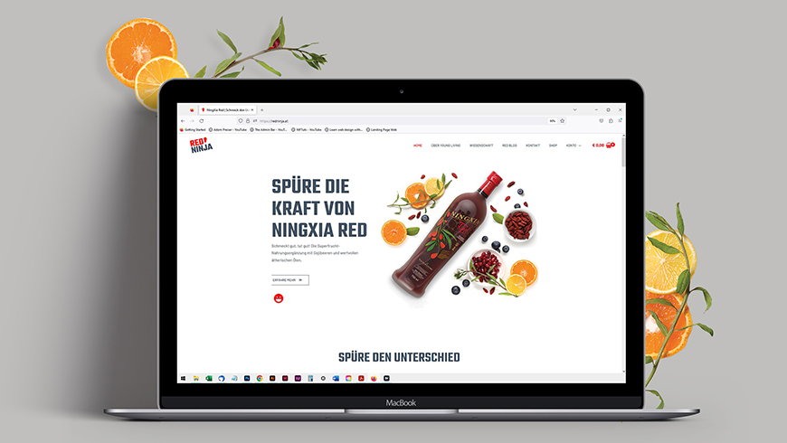 Carmen Dullnig Design RedNinja Powerdrink Webshop