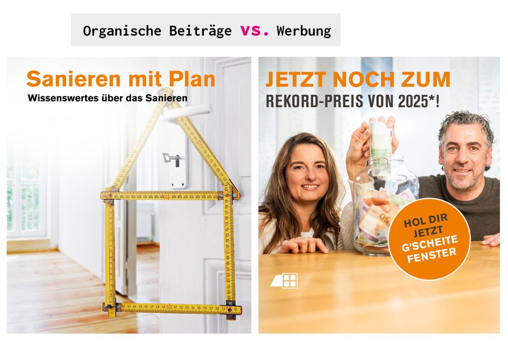organische Beiträge vs. Werbung